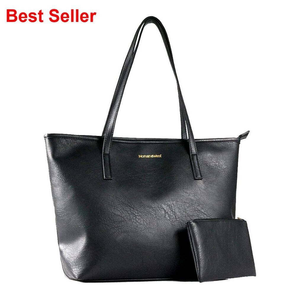 Spacious Vegan Leather Tote Bag with Matching Pouch for Women